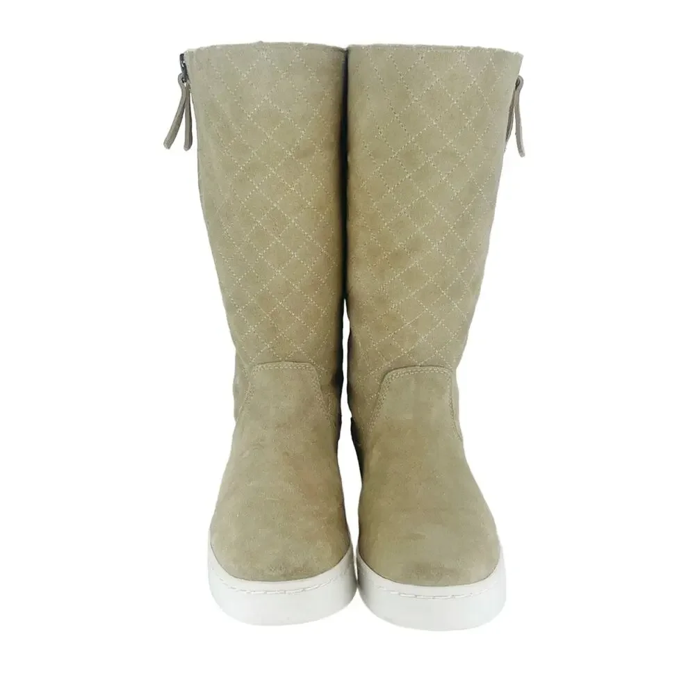 G.H. BASS Zina Women Tan Winter Sneaker Boot Size 9.5 Suede Faux Fur Lining New